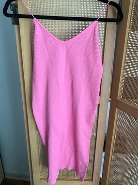 Strapless Pink Knit Slip Dress